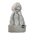 Chunk Twist Knit Pom Beanie - Gray