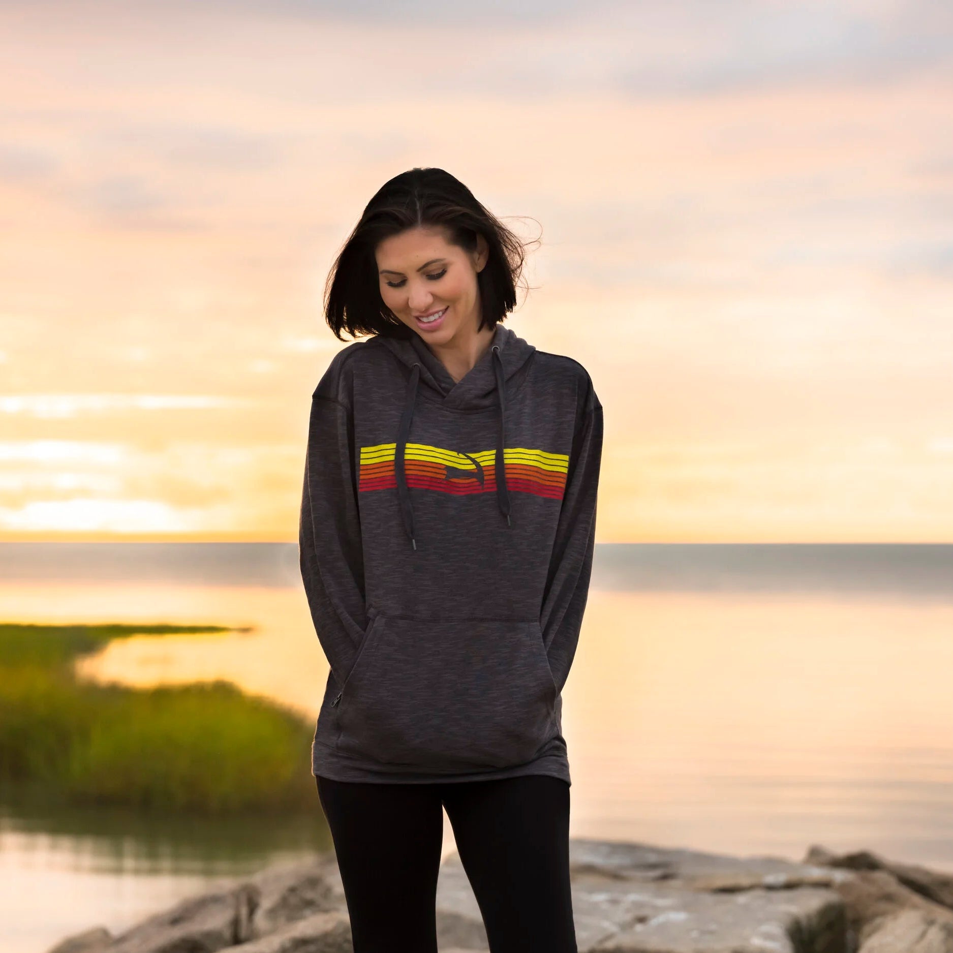 Sunset Stash Hoodie - Textured Gray