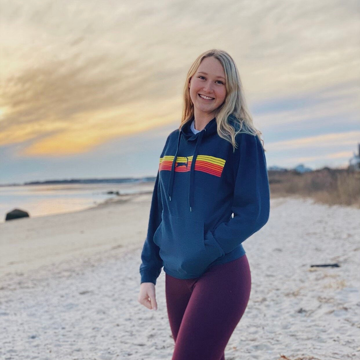 Sunset Stash Hoodie - Textured Navy